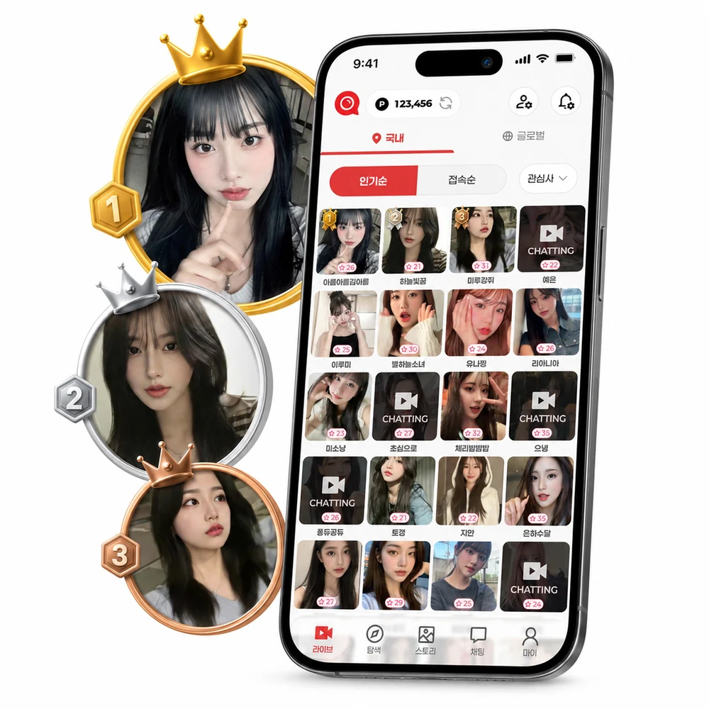 인기 순위 회원과 인기순 목록 화면