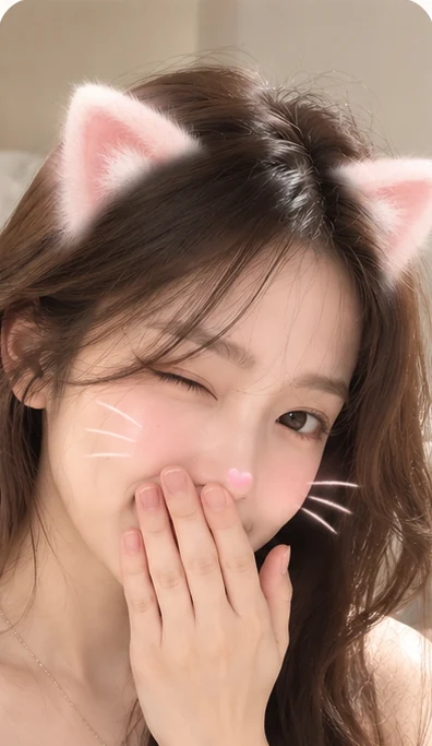 고양이 귀 AR 필터를 적용한 인물