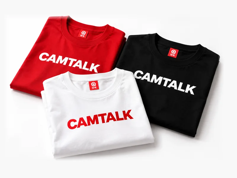 빨강, 검정, 흰색 CAMTALK 티셔츠