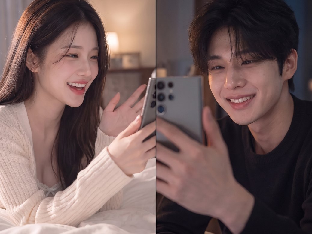 캠톡으로 영상통화를 하는 두 사람